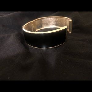 Two-Toned Silver and Black Cuff Magnetic Bangle Bracelet